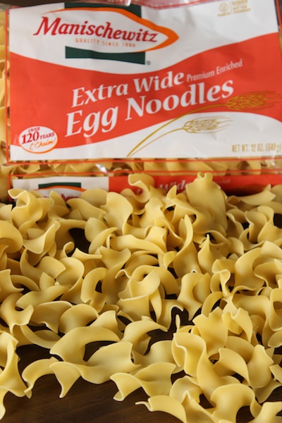 Egg Noodles for Noodle Kugel with Cinnamon and Raisins| www.tastyoasis.net